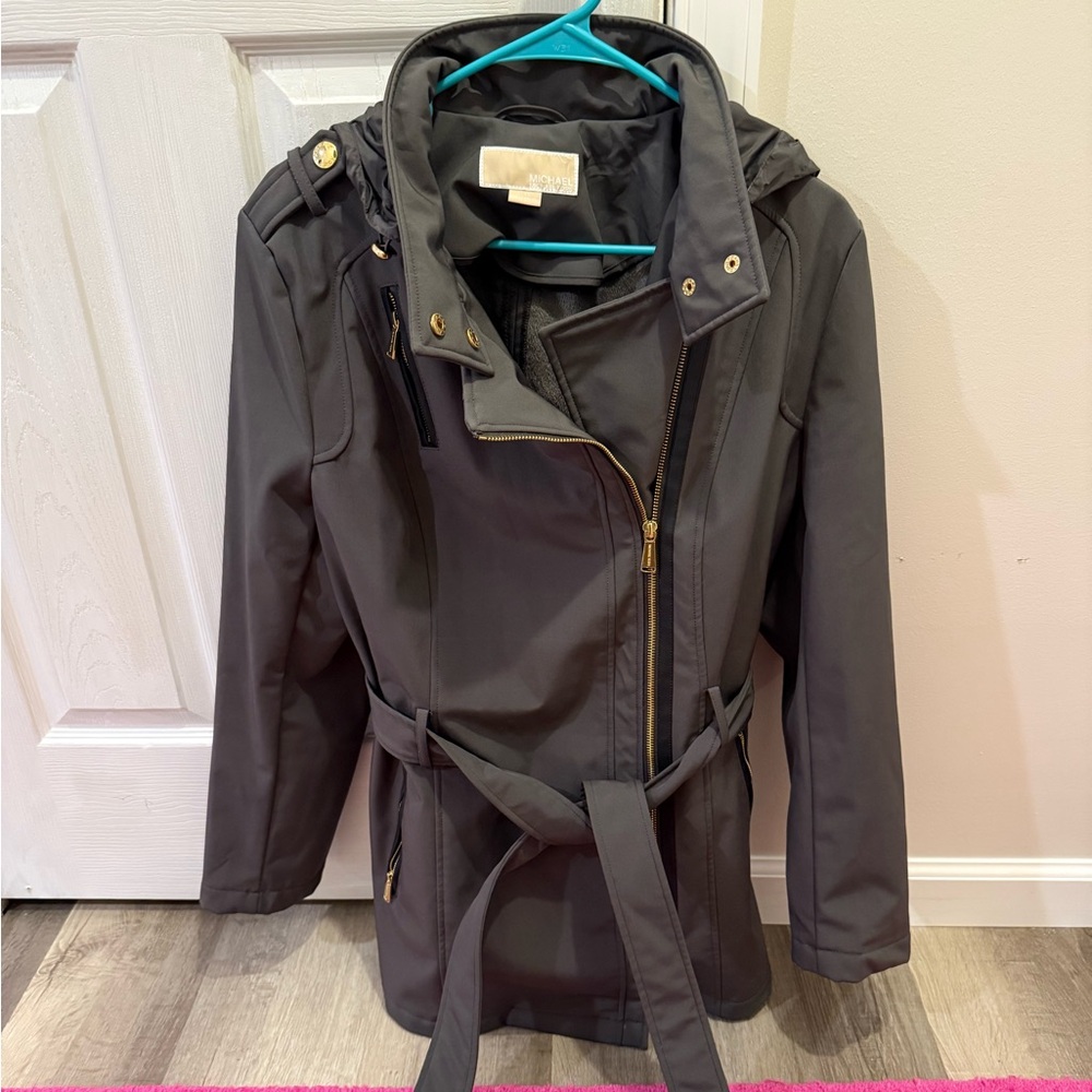 Like NEW MICHAEL Michael Kors Charcoal Belted Trench Coat